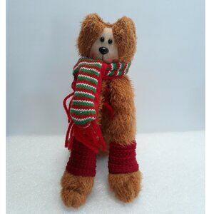 Cat Tan long front legs Plush Bob Evans red green white scarf 10"